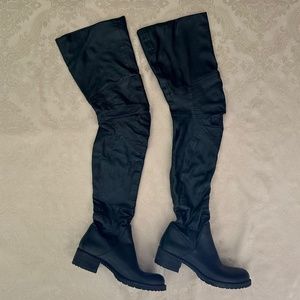 STRATEGIA 40MM Calf Stretch Thigh High Leather Cuissard Boot, Size EU 38.5